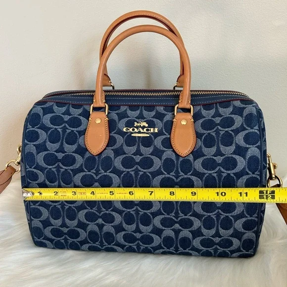 Coach Large Rowan Satchel in Signature Denim.